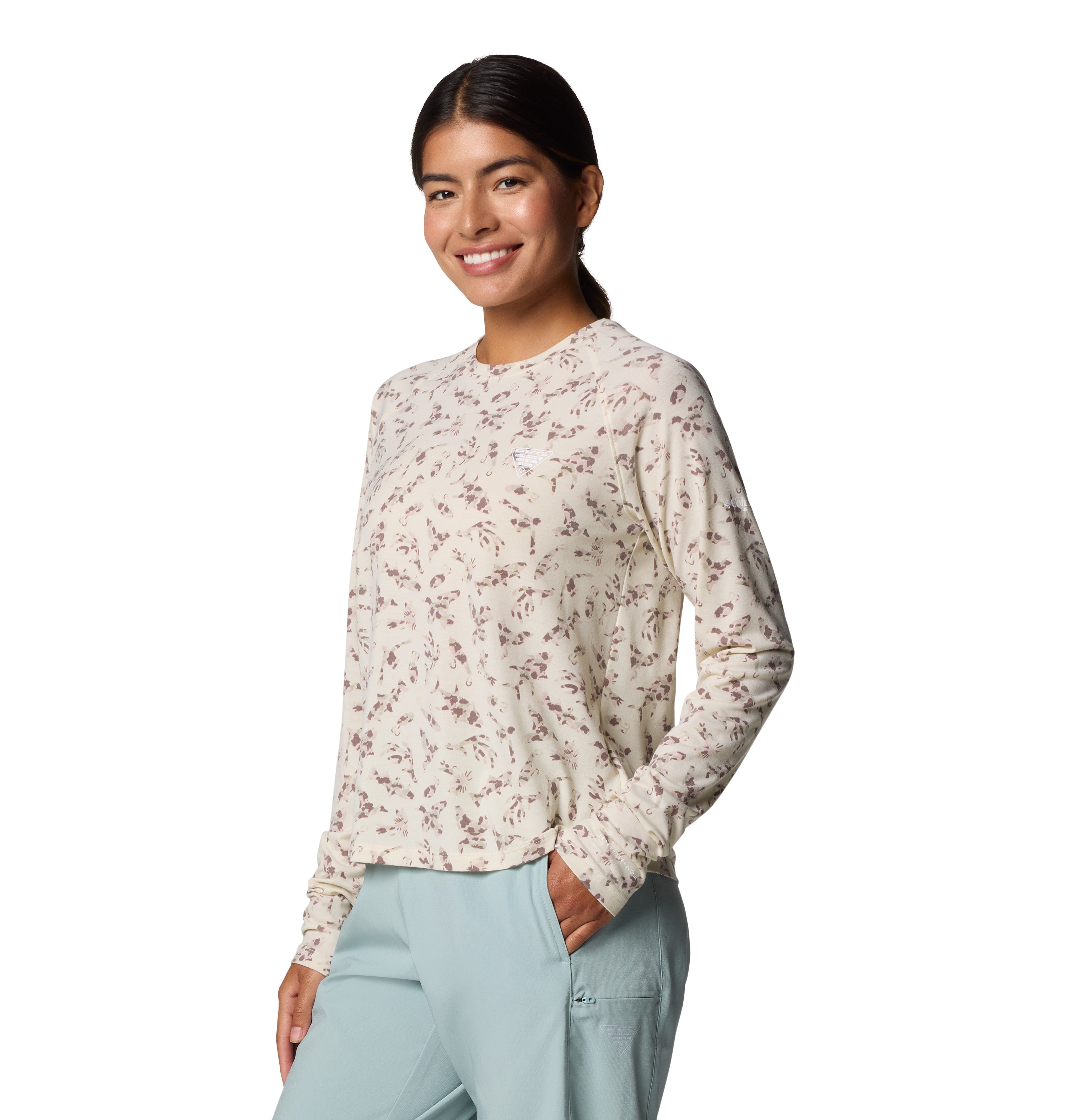 Playera manga larga para mujer Columbia PFG Uncharted Knit