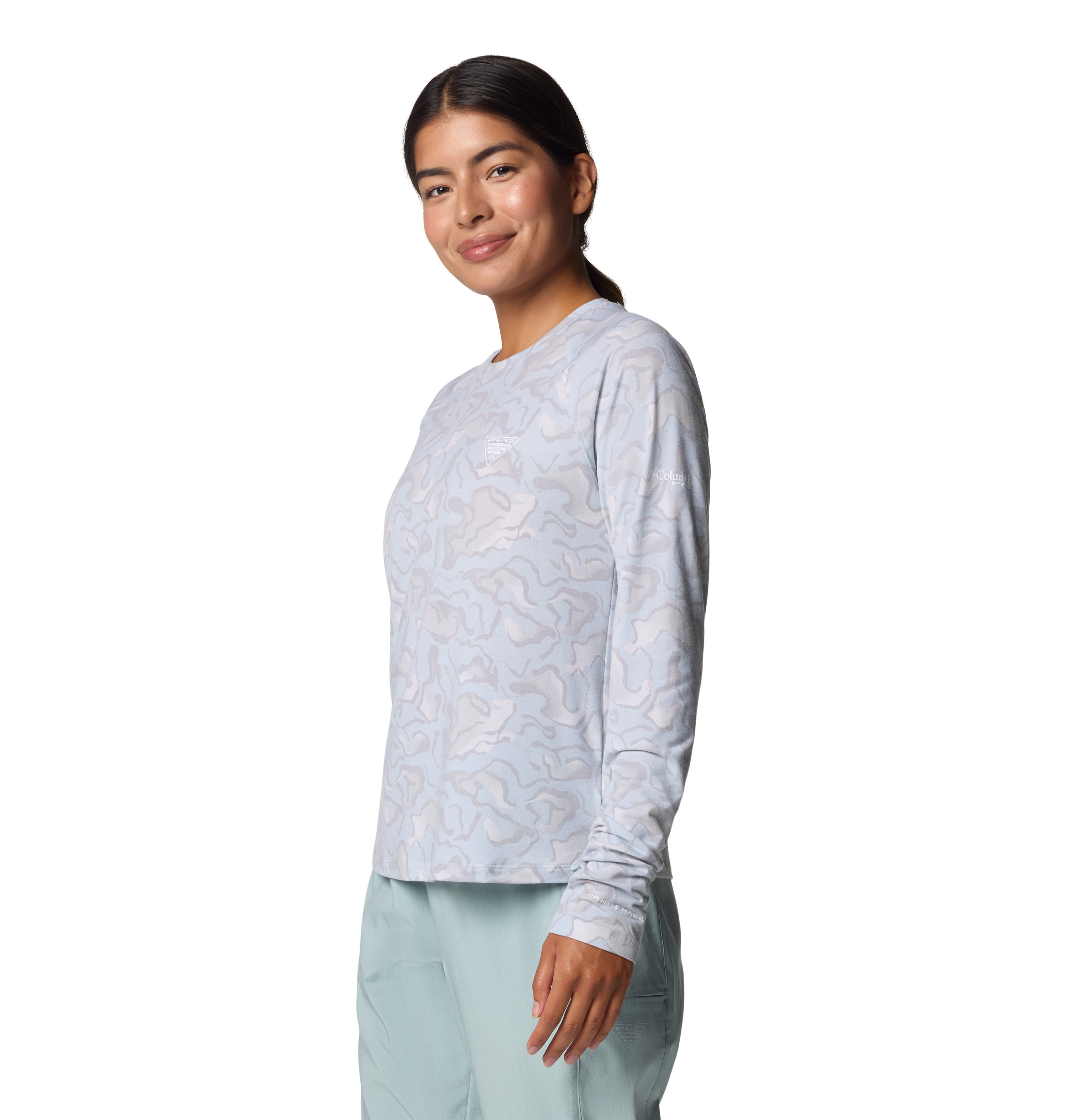 Playera manga larga para mujer Columbia PFG Uncharted Knit