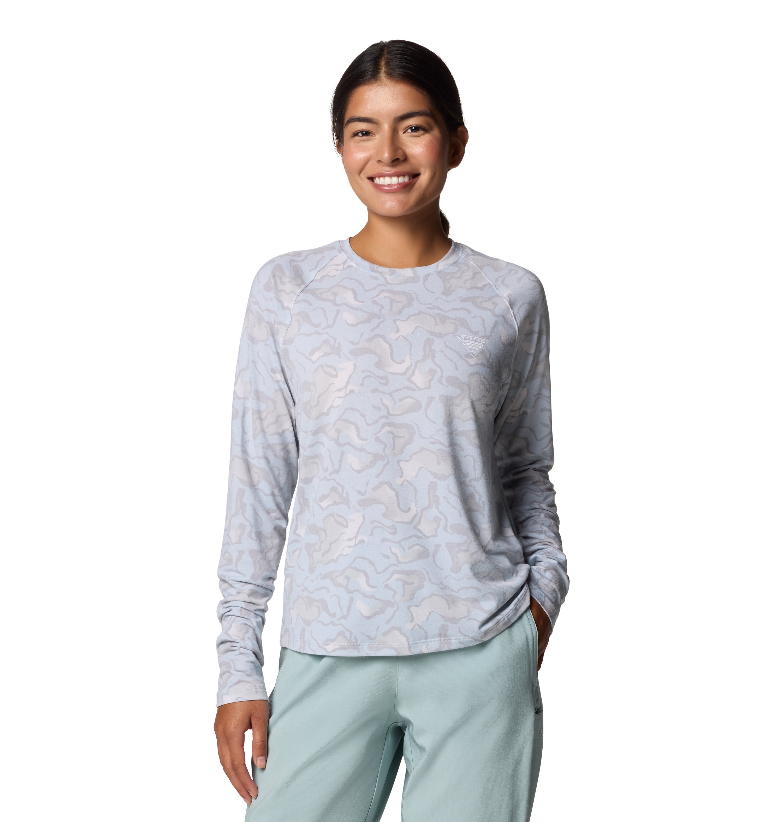 Playera manga larga para mujer Columbia PFG Uncharted Knit
