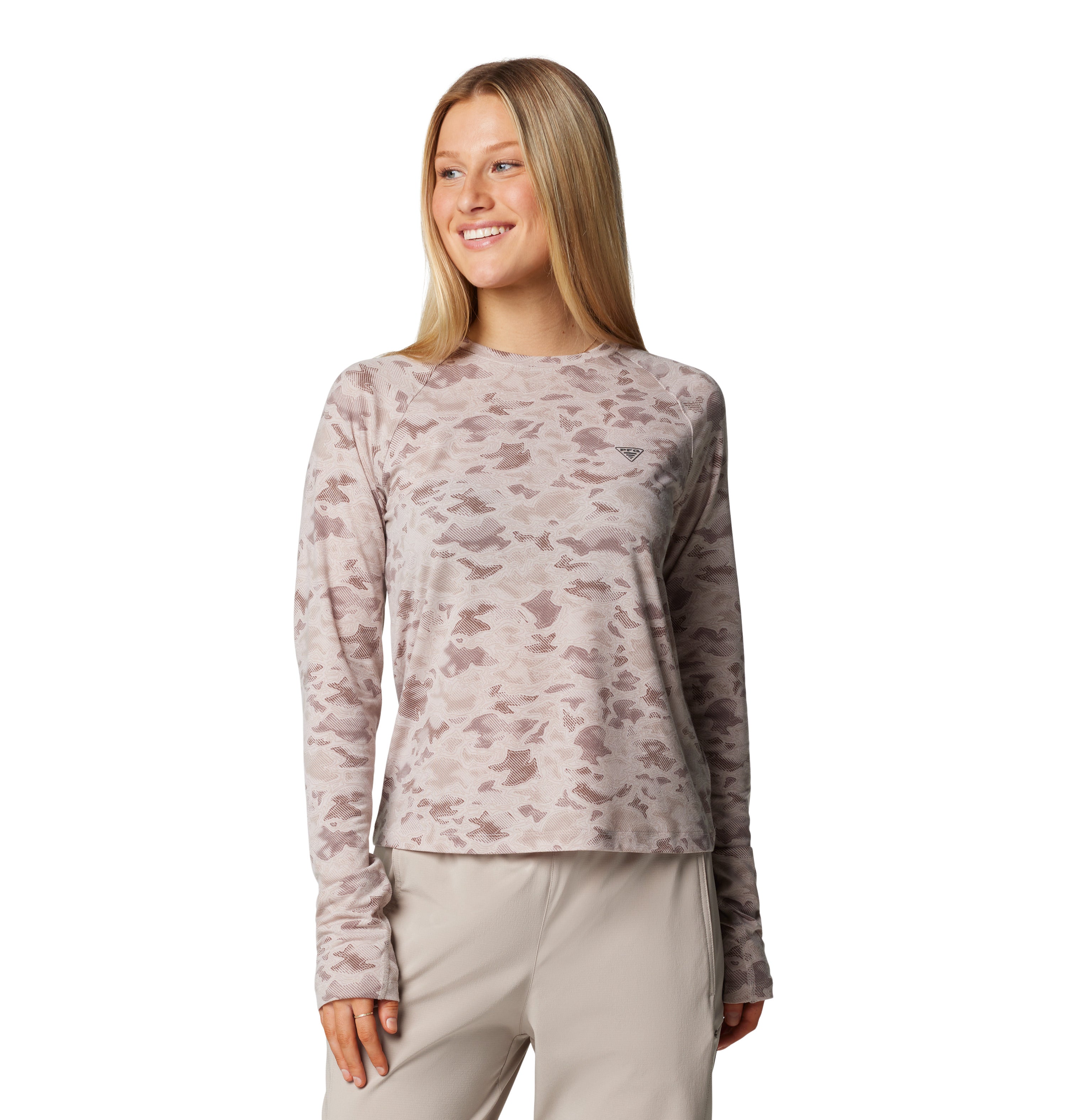 Playera manga larga para mujer Columbia PFG Uncharted Knit