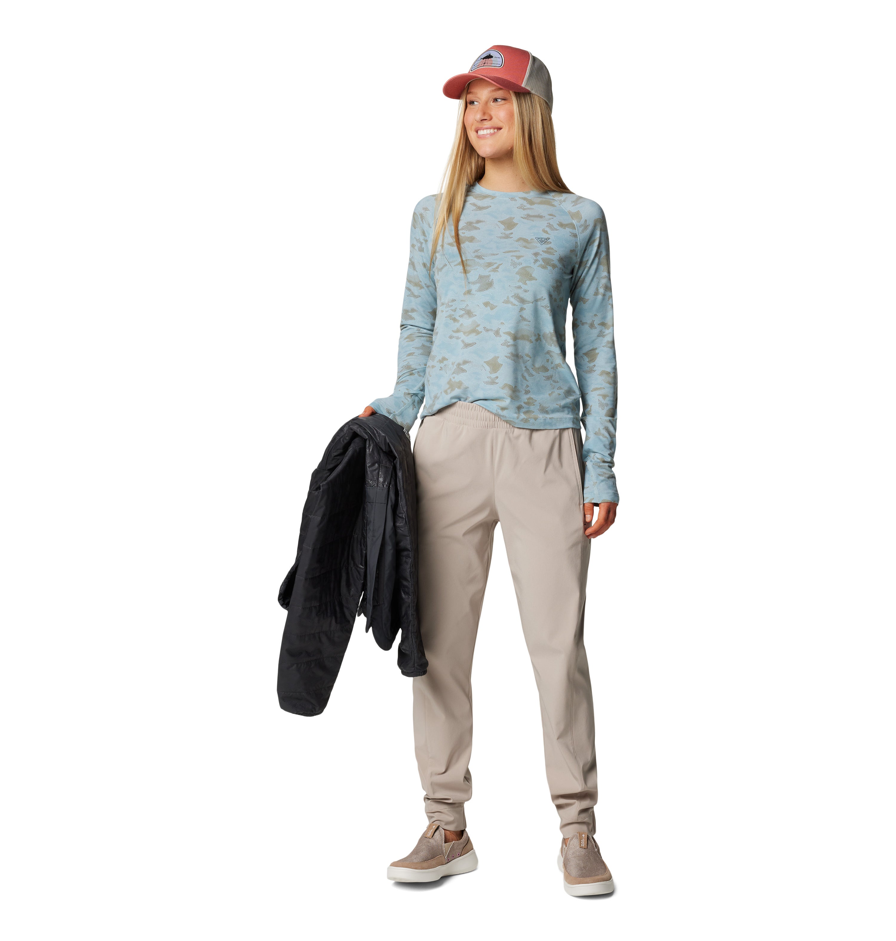 Playera manga larga para mujer Columbia PFG Uncharted Knit
