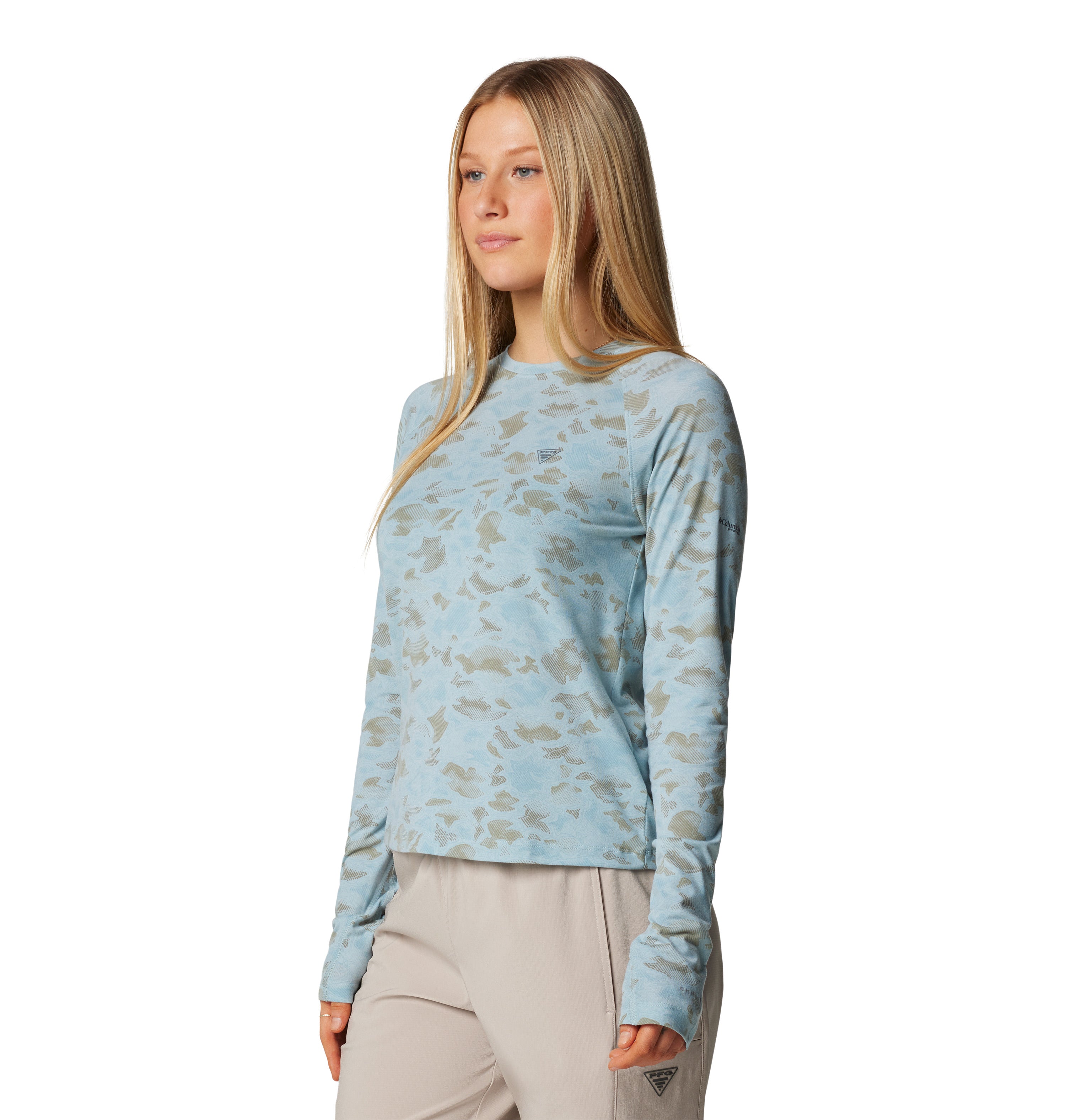 Playera manga larga para mujer Columbia PFG Uncharted Knit