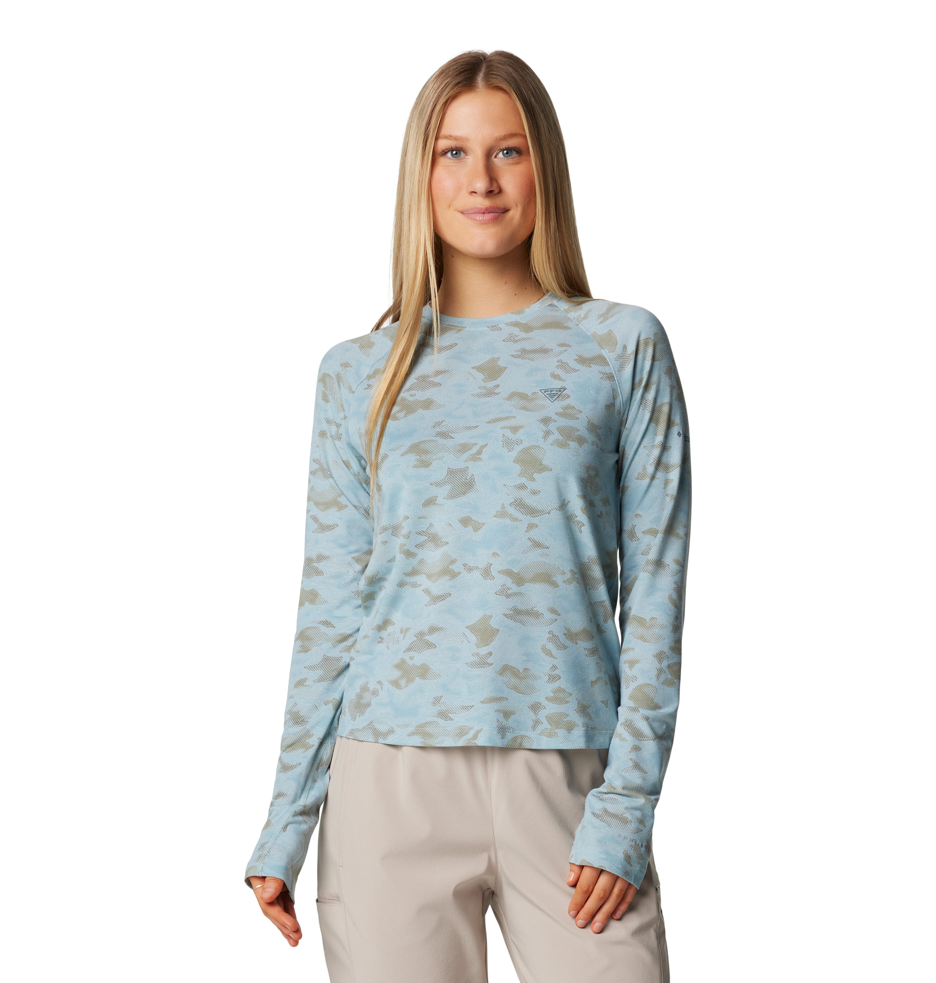 Playera manga larga para mujer Columbia PFG Uncharted Knit