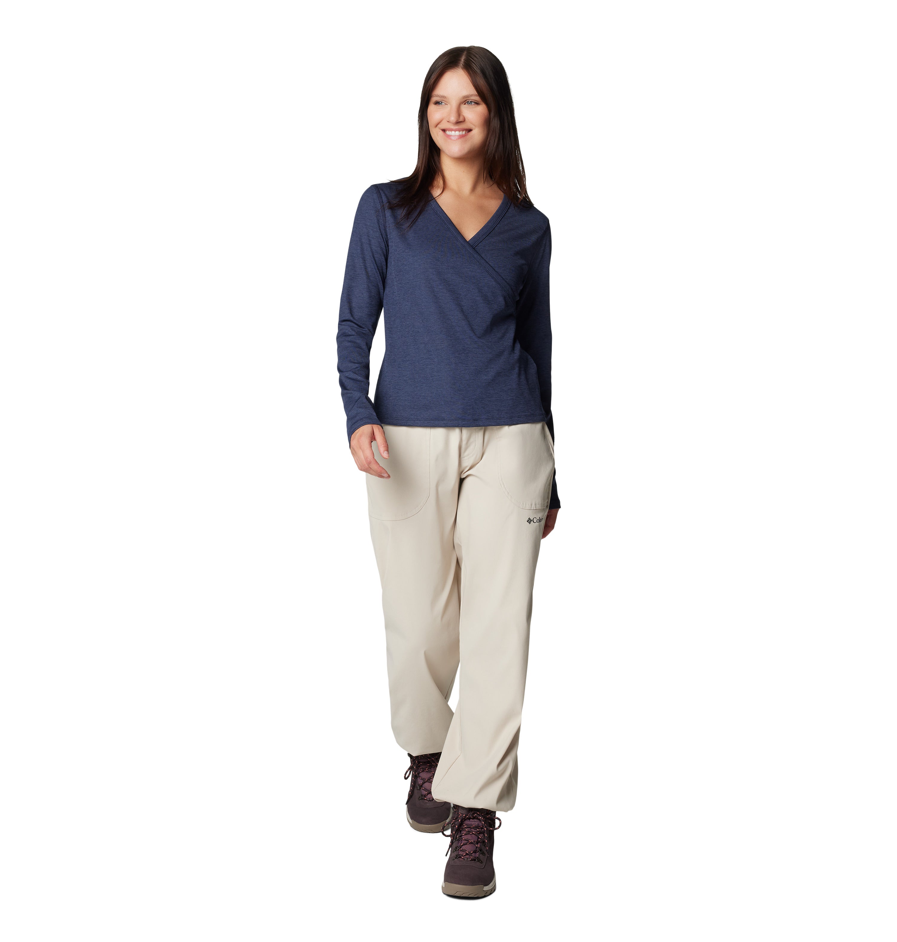Playera manga larga para mujer Columbia Boundless Days Knit V-Neck