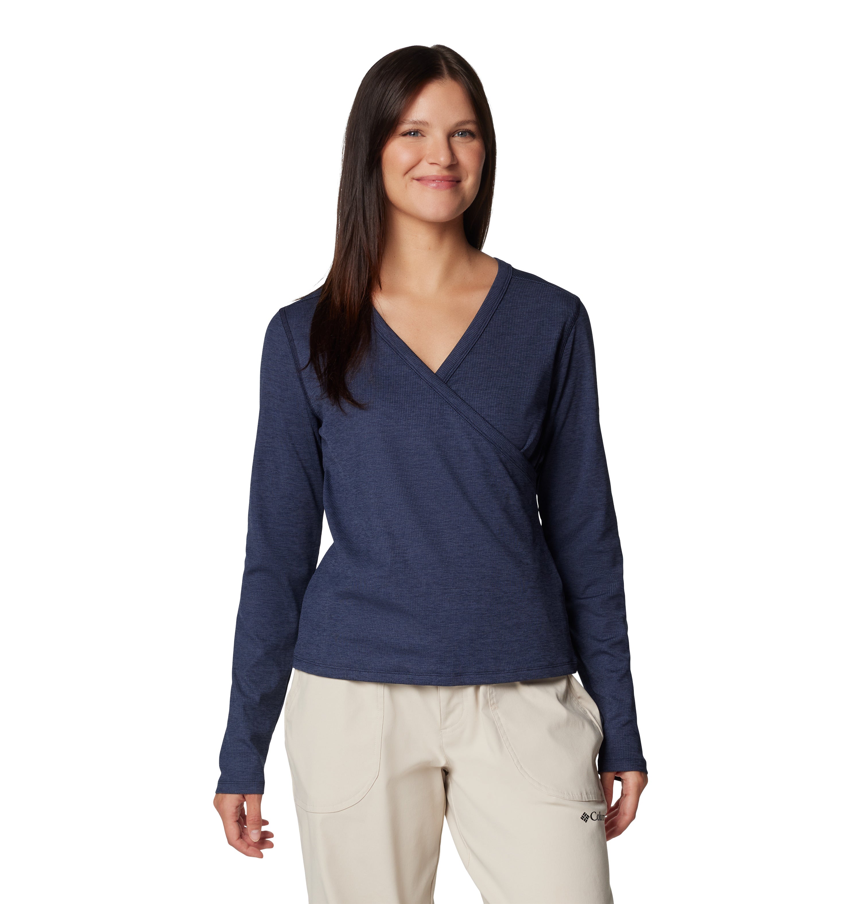 Playera manga larga para mujer Columbia Boundless Days Knit V-Neck