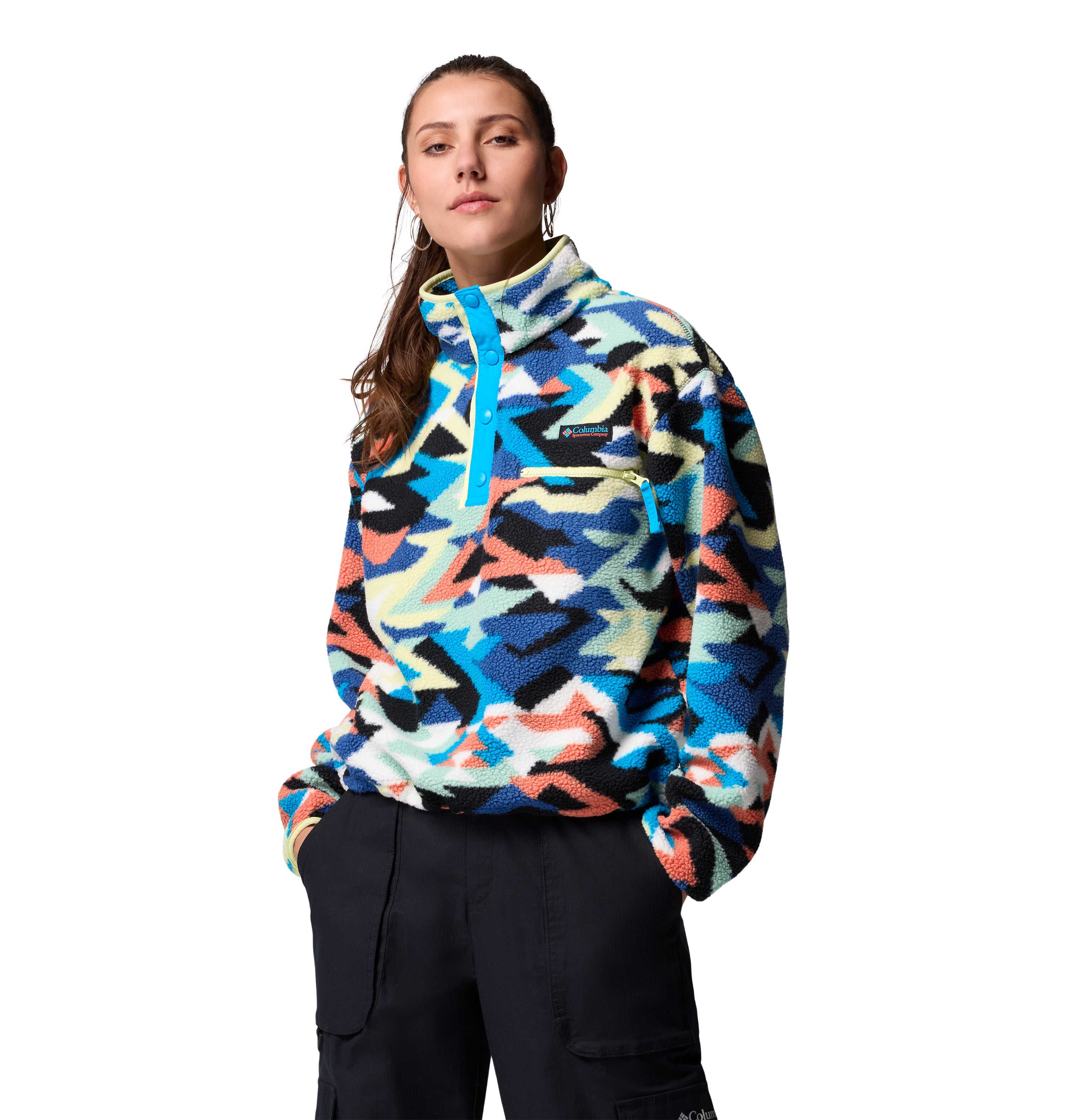 Sudadera para mujer Columbia Helvetia II Printed Cropped Half Snap