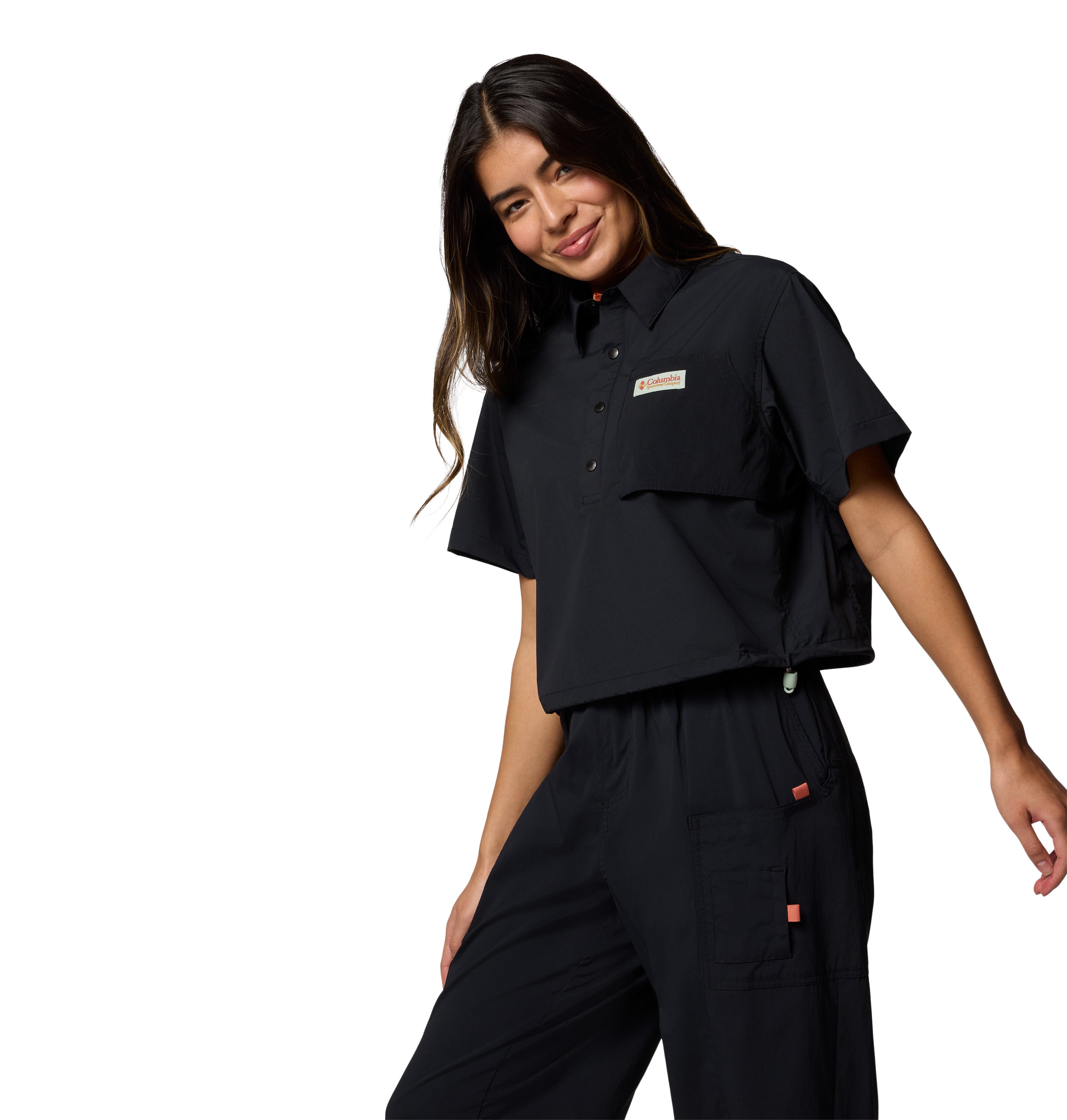 Camisa de manga corta para mujer Columbia Cove Beach Woven Cropped