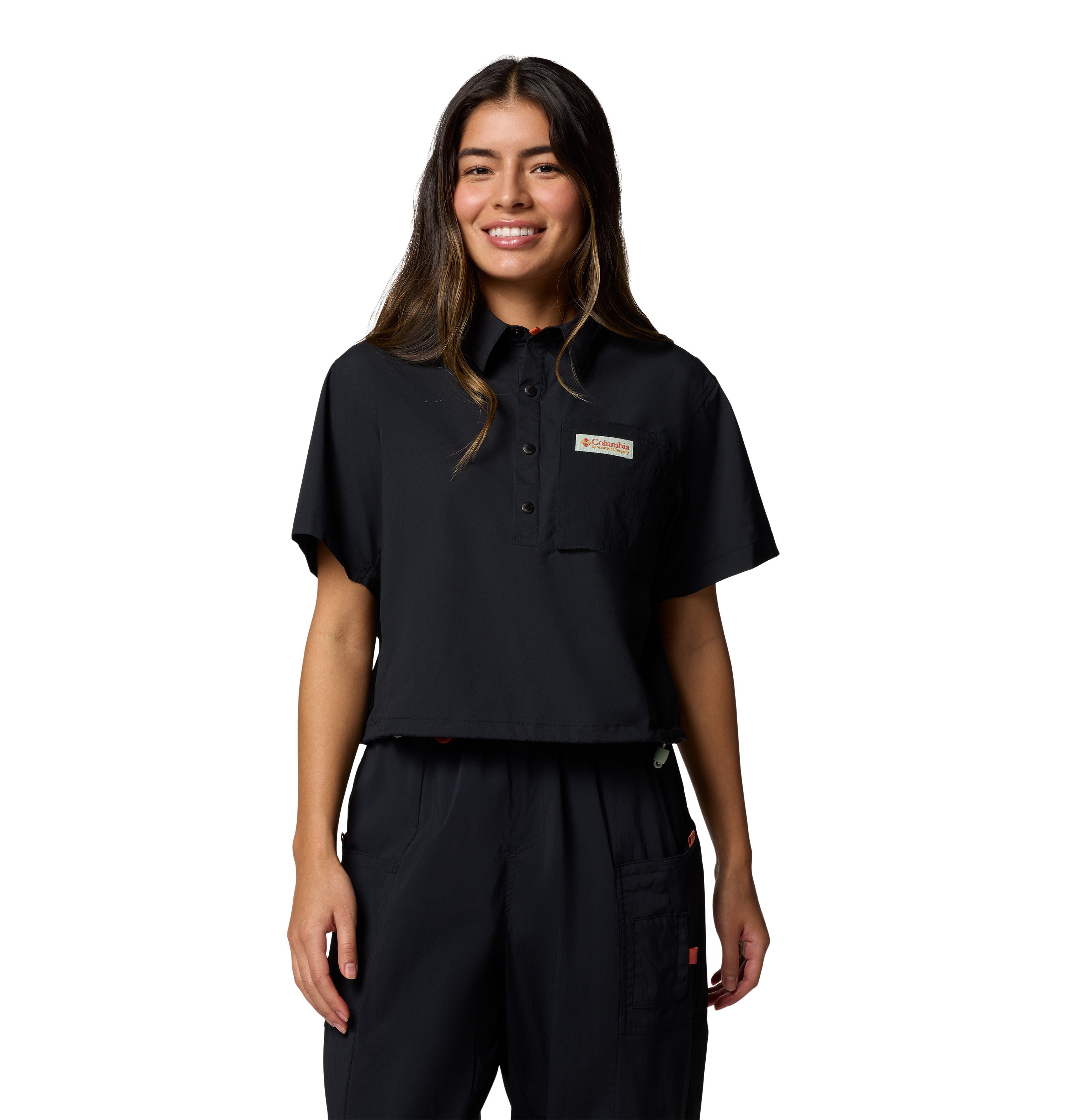 Camisa de manga corta para mujer Columbia Cove Beach Woven Cropped