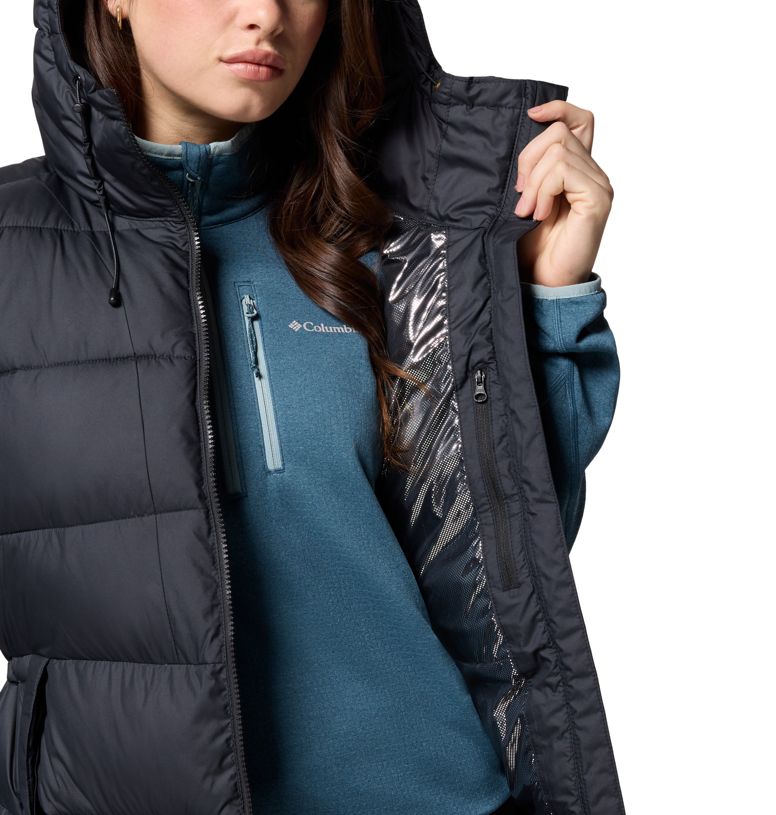 Chaleco para mujer Columbia Pike Lake II Long Vest