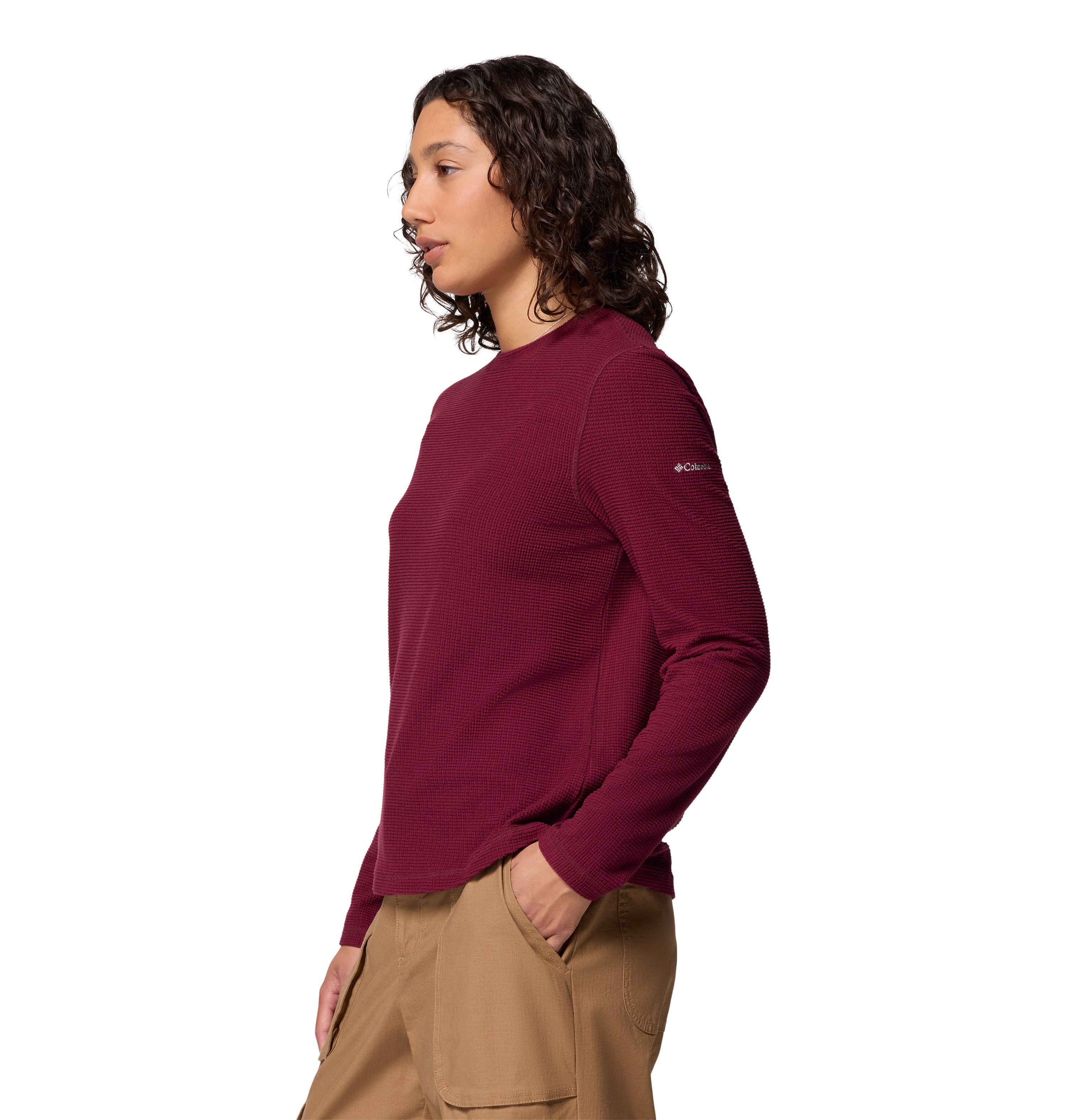 Playera de manga larga para mujer Columbia Brea Falls Grid Crew