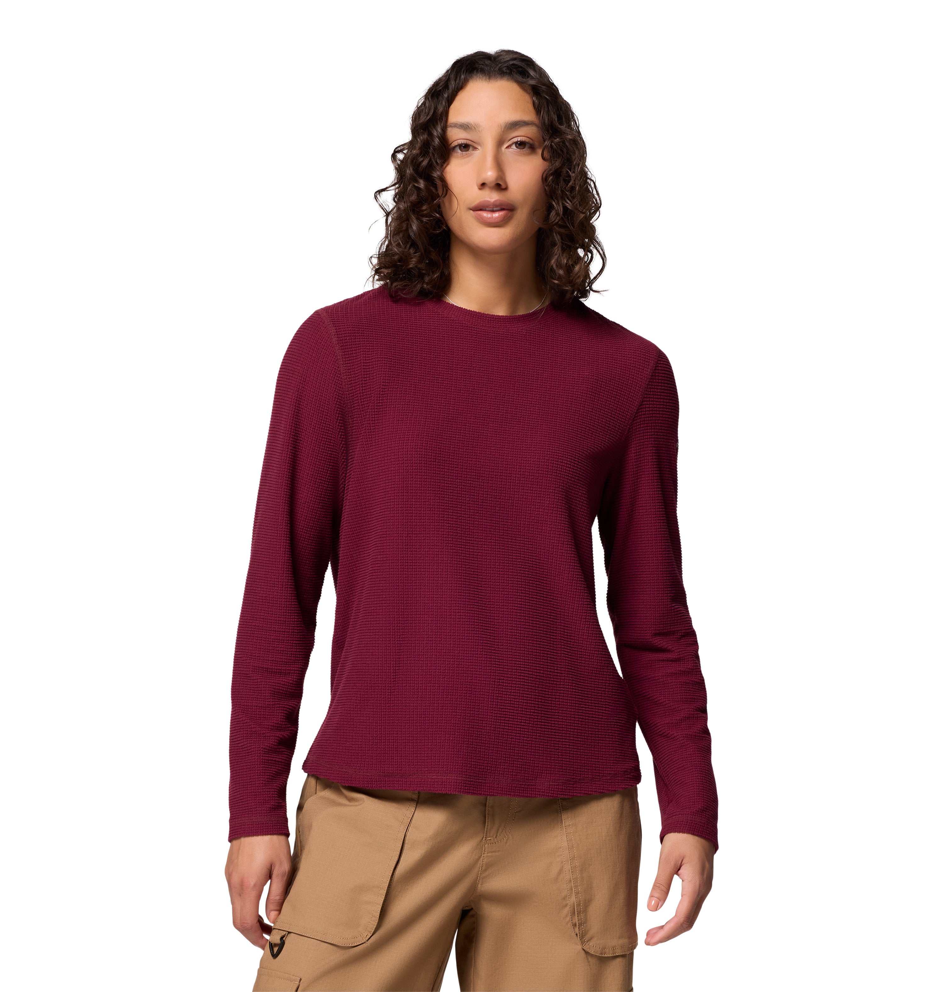 Playera de manga larga para mujer Columbia Brea Falls Grid Crew