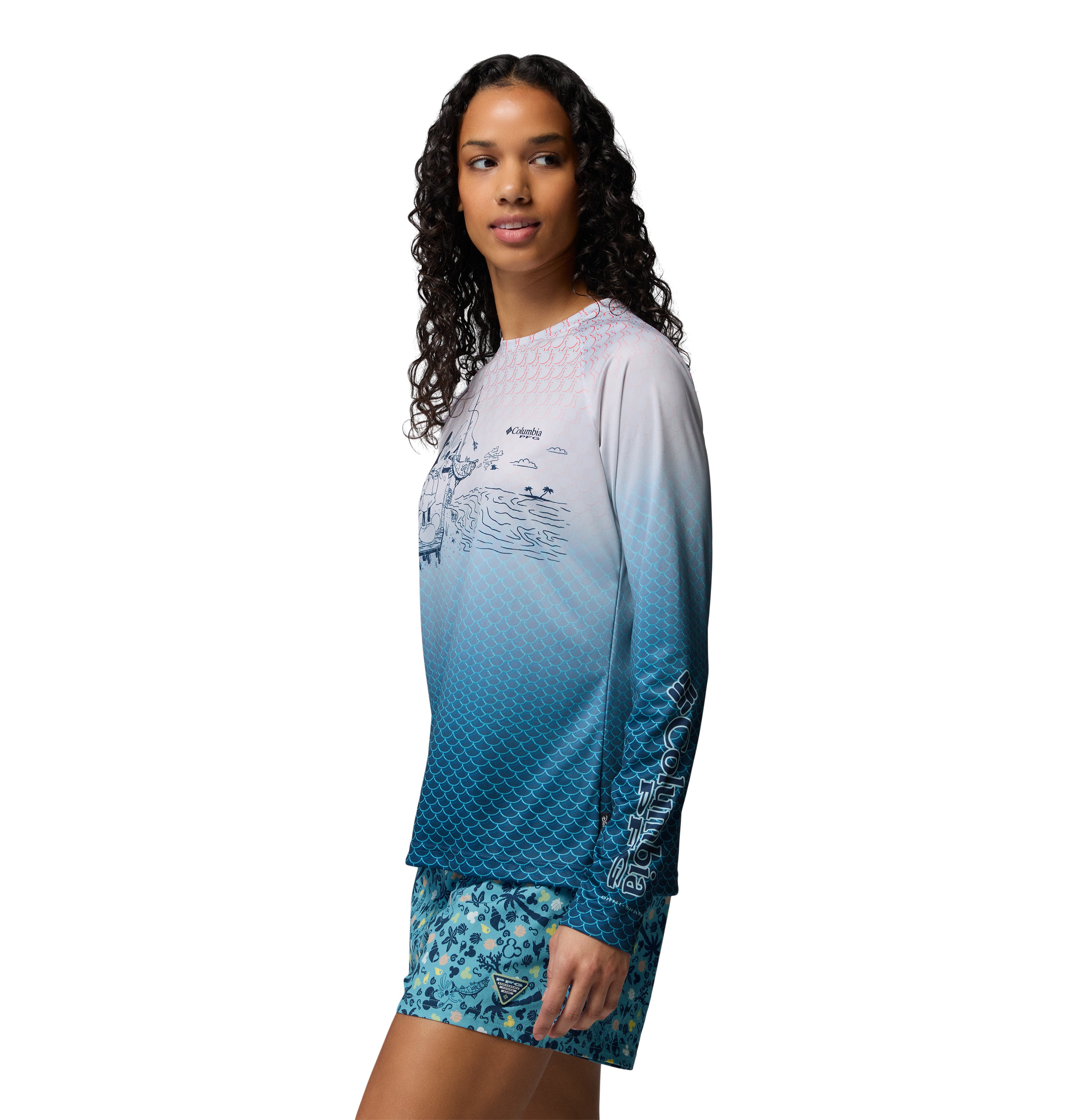 Playera de manga larga para mujer Columbia W PFG Disney Tidal LS Shirt