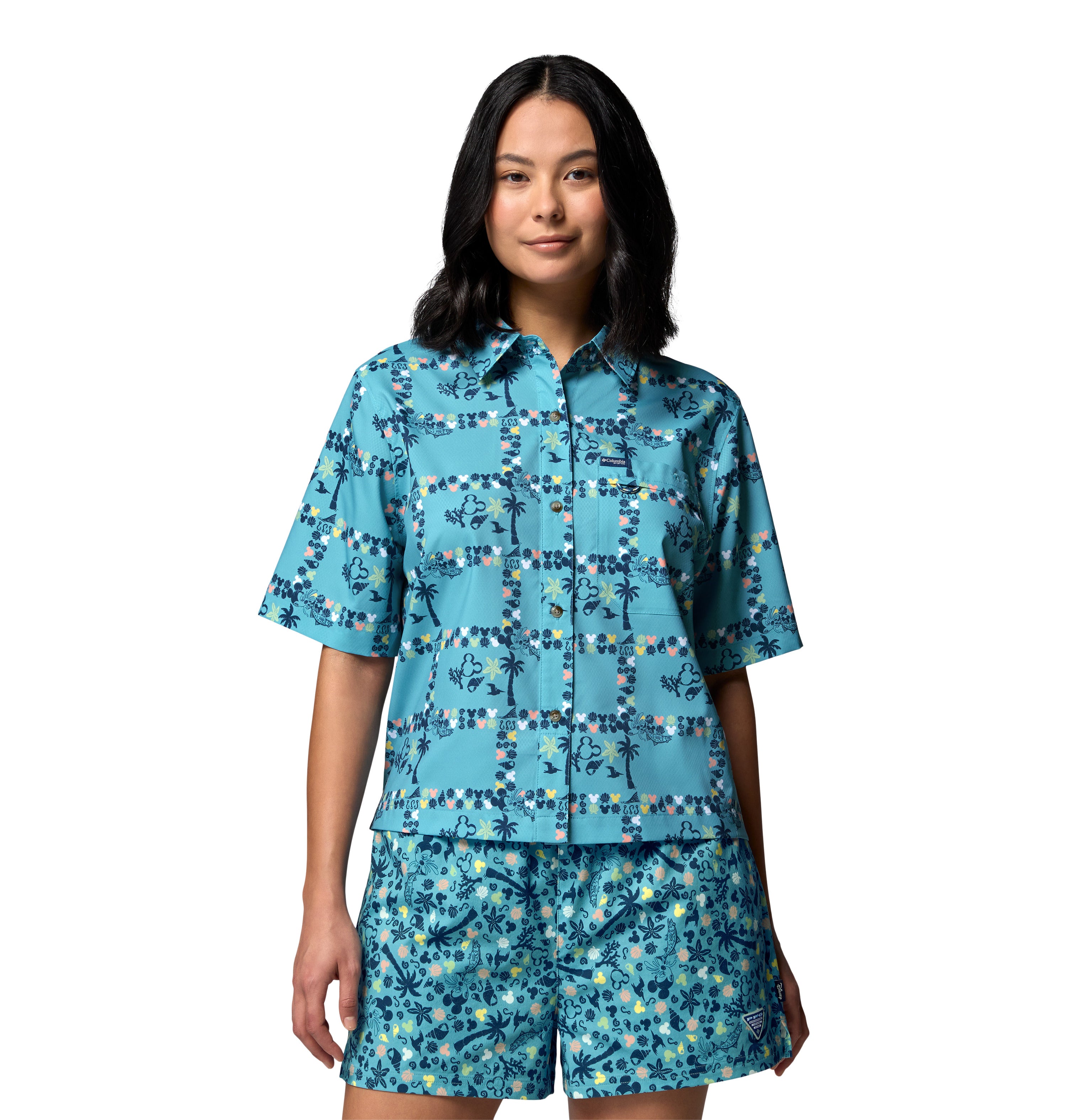 Camisa de manga corta para mujer Columbia W PFG Disney Super Slack Tide Shirt
