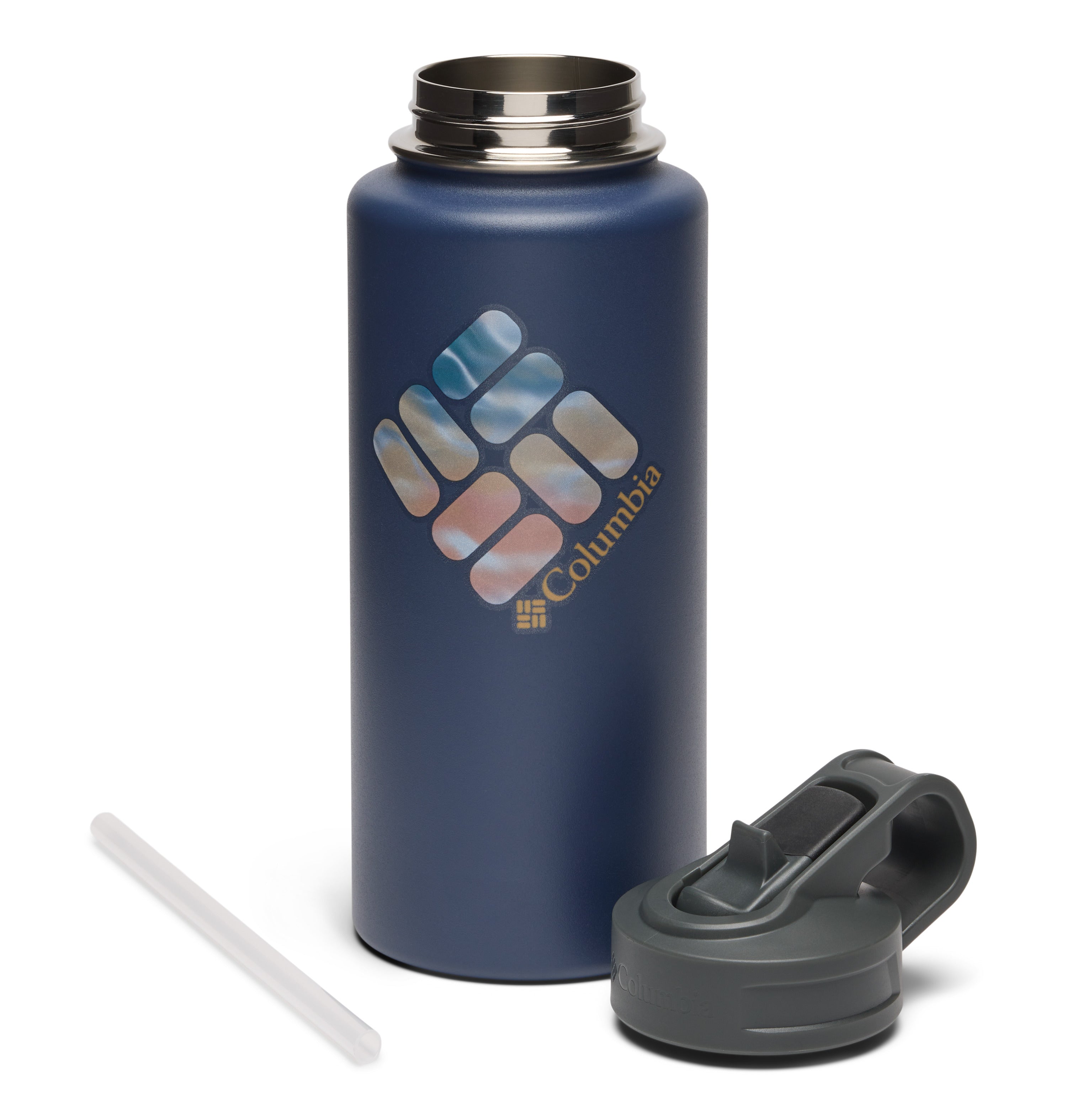 Termo 32 oz acero inoxidable con popote para uso diario y viajes Columbia 32 OZ SS Vacuum Bottle